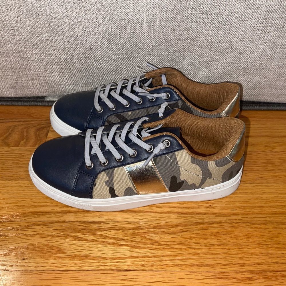 Navy and Camo sneakers